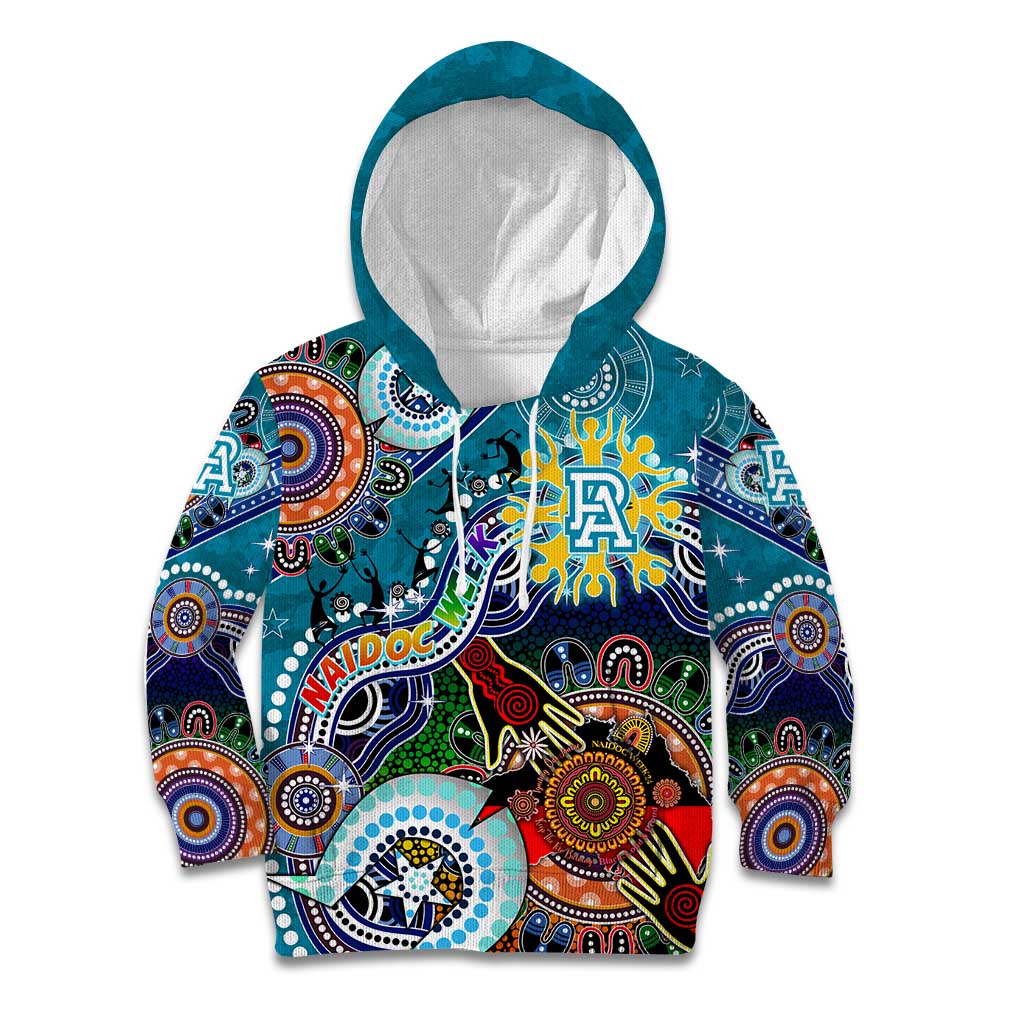 Custom NAIDOC Week 2024 Port Adelaide Power Kid Hoodie Australia Aboriginal Dot Painting