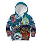 Custom NAIDOC Week 2024 Port Adelaide Power Kid Hoodie Australia Aboriginal Dot Painting