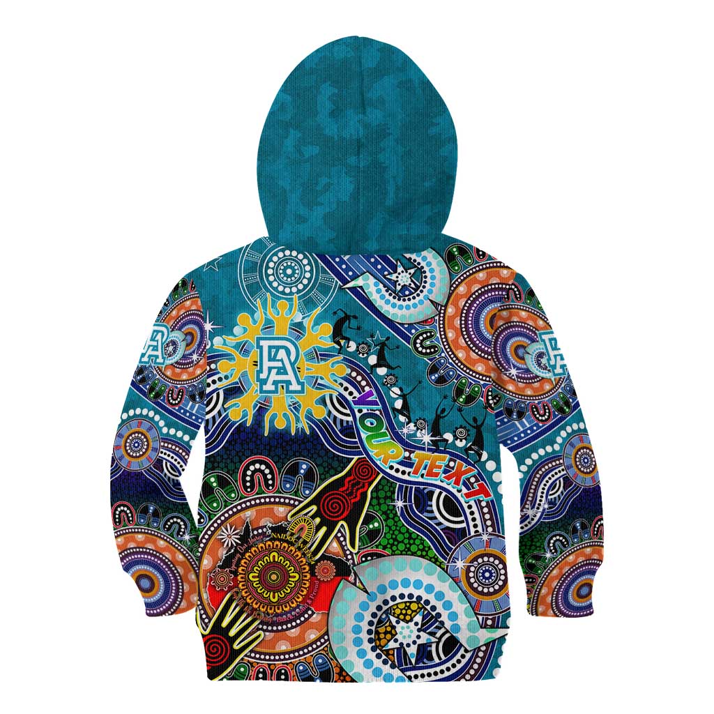 Custom NAIDOC Week 2024 Port Adelaide Power Kid Hoodie Australia Aboriginal Dot Painting