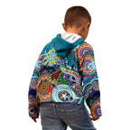 Custom NAIDOC Week 2024 Port Adelaide Power Kid Hoodie Australia Aboriginal Dot Painting