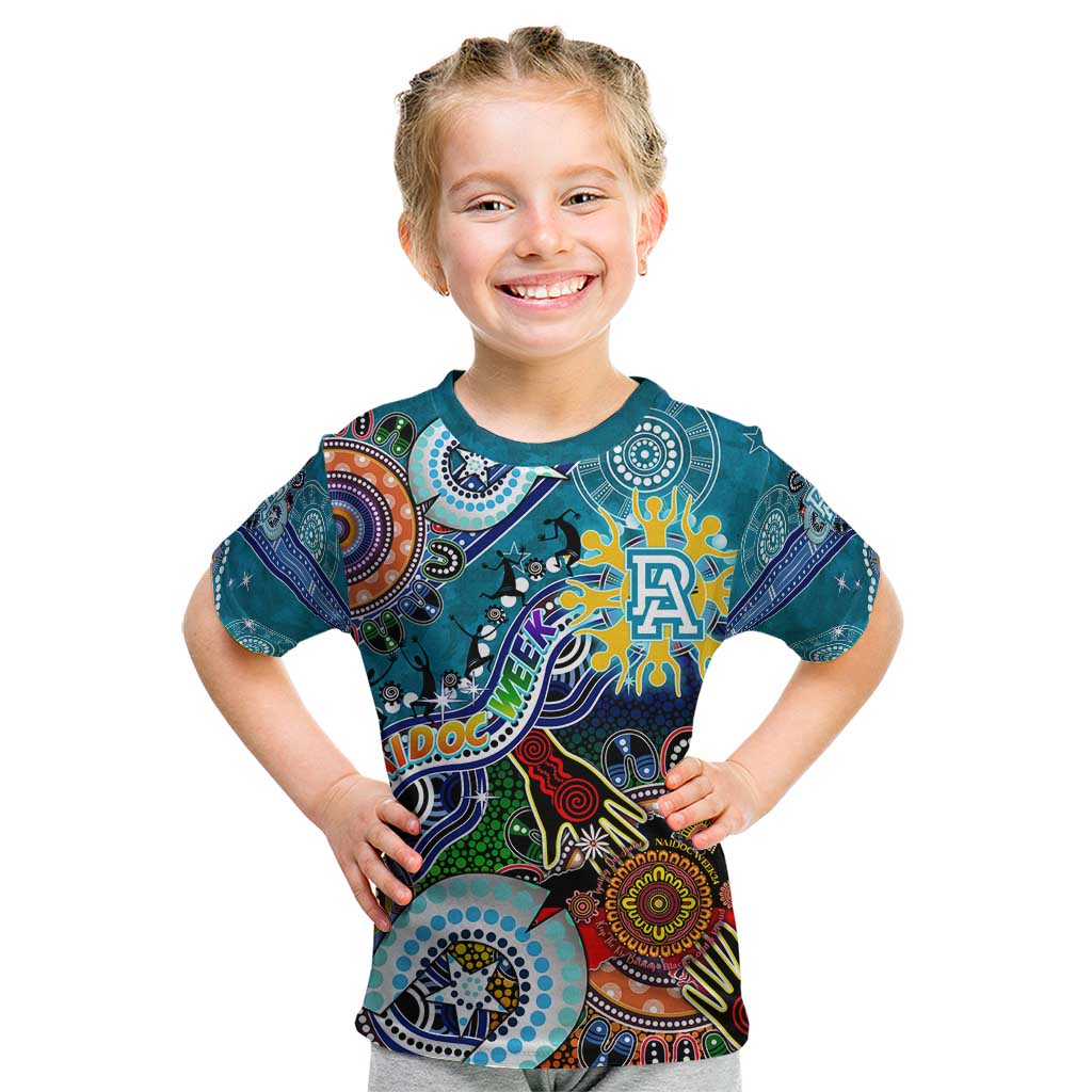 Custom NAIDOC Week 2024 Port Adelaide Power Kid T Shirt Australia Aboriginal Dot Painting