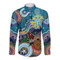 Custom NAIDOC Week 2024 Port Adelaide Power Long Sleeve Button Shirt Australia Aboriginal Dot Painting