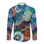 Custom NAIDOC Week 2024 Port Adelaide Power Long Sleeve Button Shirt Australia Aboriginal Dot Painting