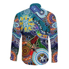 Custom NAIDOC Week 2024 Port Adelaide Power Long Sleeve Button Shirt Australia Aboriginal Dot Painting