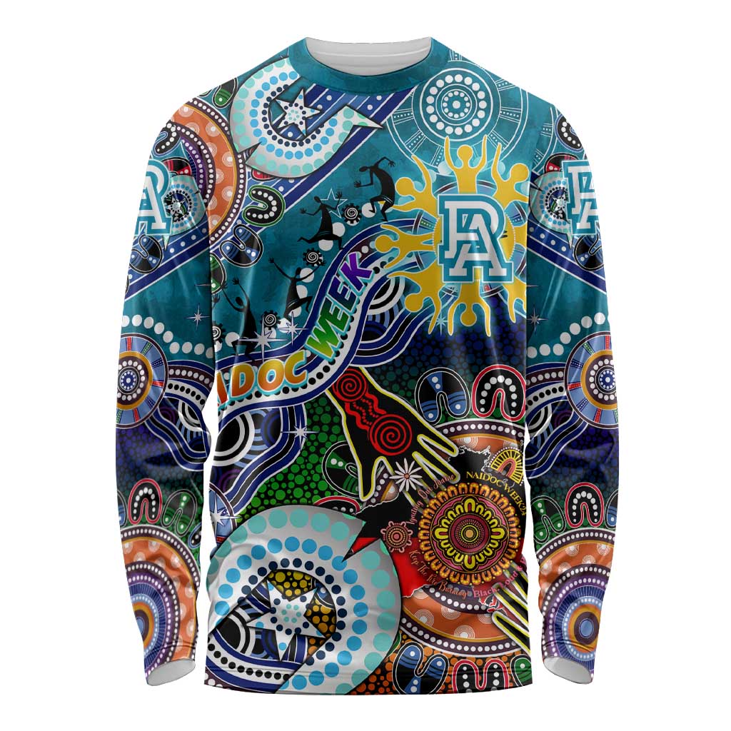 Custom NAIDOC Week 2024 Port Adelaide Power Long Sleeve Shirt Australia Aboriginal Dot Painting