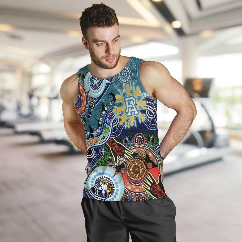 Custom NAIDOC Week 2024 Port Adelaide Power Men Tank Top Australia Aboriginal Dot Painting