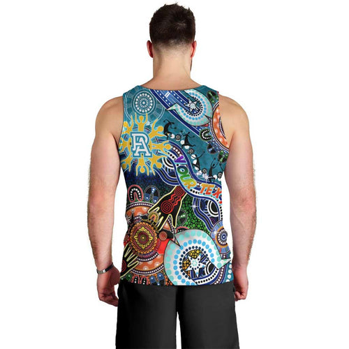 Custom NAIDOC Week 2024 Port Adelaide Power Men Tank Top Australia Aboriginal Dot Painting