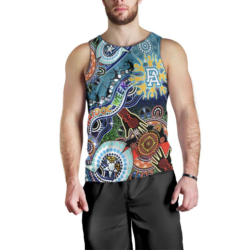 Custom NAIDOC Week 2024 Port Adelaide Power Men Tank Top Australia Aboriginal Dot Painting