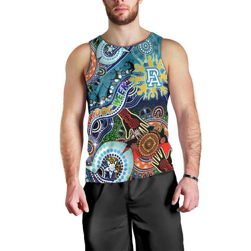 Custom NAIDOC Week 2024 Port Adelaide Power Men Tank Top Australia Aboriginal Dot Painting