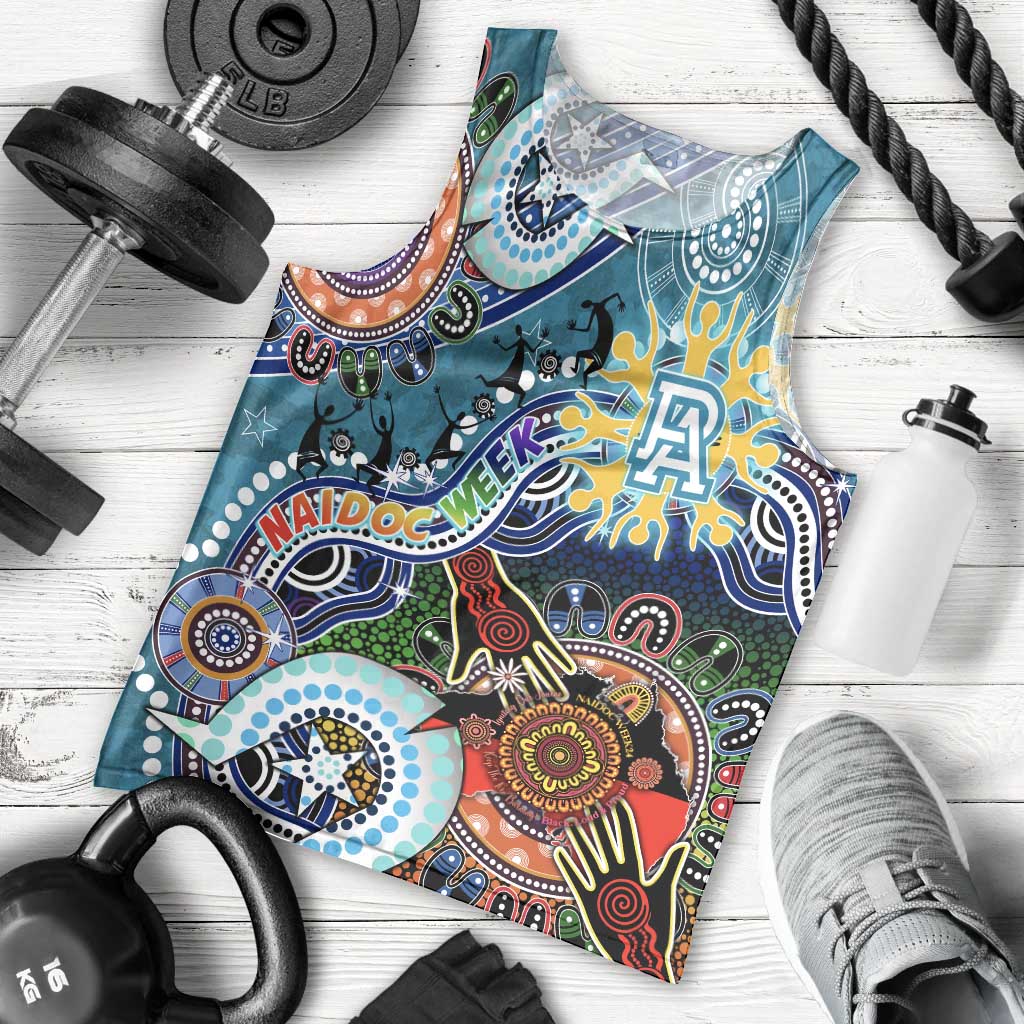 Custom NAIDOC Week 2024 Port Adelaide Power Men Tank Top Australia Aboriginal Dot Painting