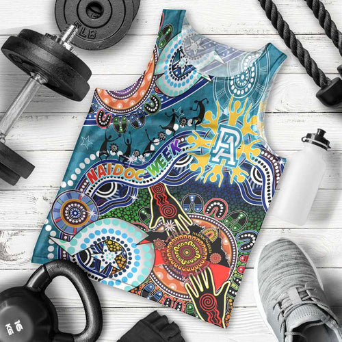 Custom NAIDOC Week 2024 Port Adelaide Power Men Tank Top Australia Aboriginal Dot Painting
