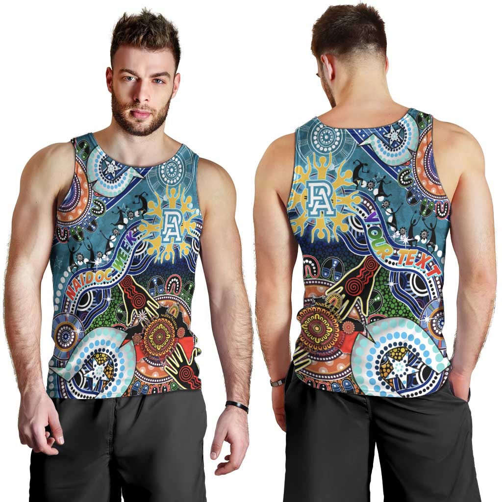 Custom NAIDOC Week 2024 Port Adelaide Power Men Tank Top Australia Aboriginal Dot Painting