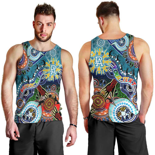 Custom NAIDOC Week 2024 Port Adelaide Power Men Tank Top Australia Aboriginal Dot Painting