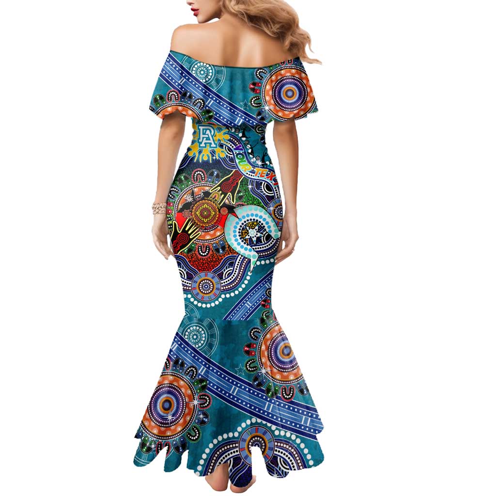 Custom NAIDOC Week 2024 Port Adelaide Power Mermaid Dress Australia Aboriginal Dot Painting