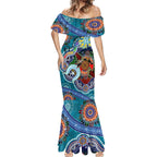Custom NAIDOC Week 2024 Port Adelaide Power Mermaid Dress Australia Aboriginal Dot Painting