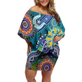 Custom NAIDOC Week 2024 Port Adelaide Power Off Shoulder Short Dress Australia Aboriginal Dot Painting