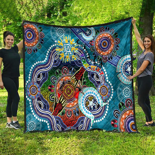 Custom NAIDOC Week 2024 Port Adelaide Power Quilt Australia Aboriginal Dot Painting