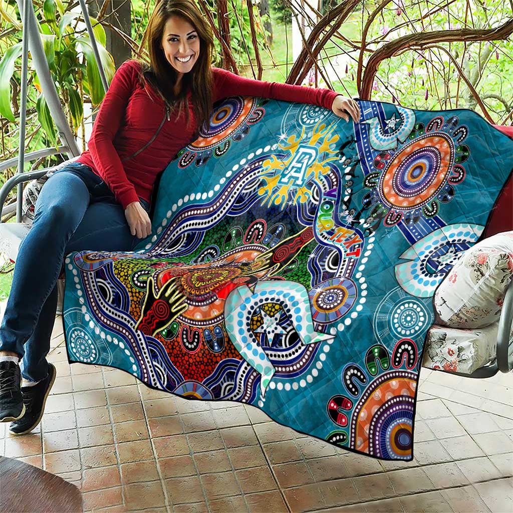 Custom NAIDOC Week 2024 Port Adelaide Power Quilt Australia Aboriginal Dot Painting