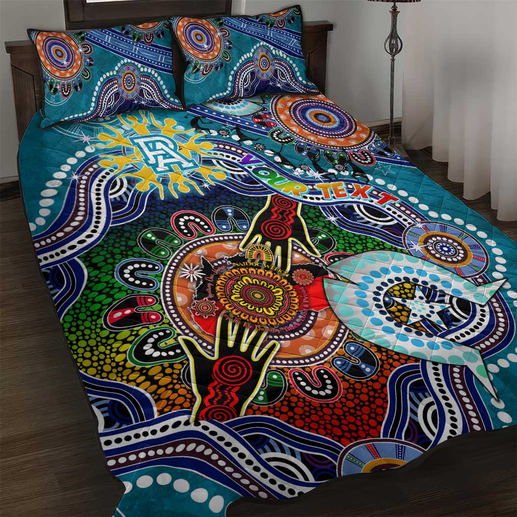 Custom NAIDOC Week 2024 Port Adelaide Power Quilt Bed Set Australia Aboriginal Dot Painting