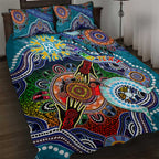 Custom NAIDOC Week 2024 Port Adelaide Power Quilt Bed Set Australia Aboriginal Dot Painting