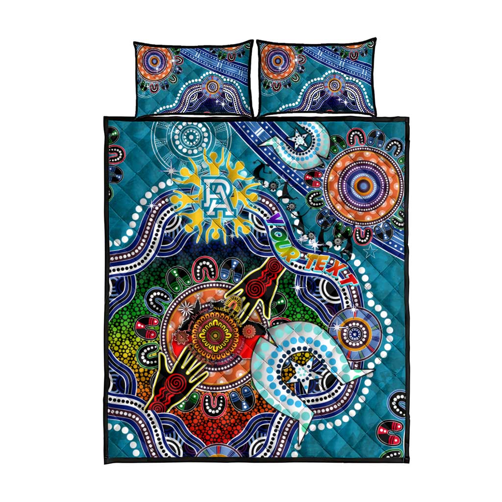 Custom NAIDOC Week 2024 Port Adelaide Power Quilt Bed Set Australia Aboriginal Dot Painting