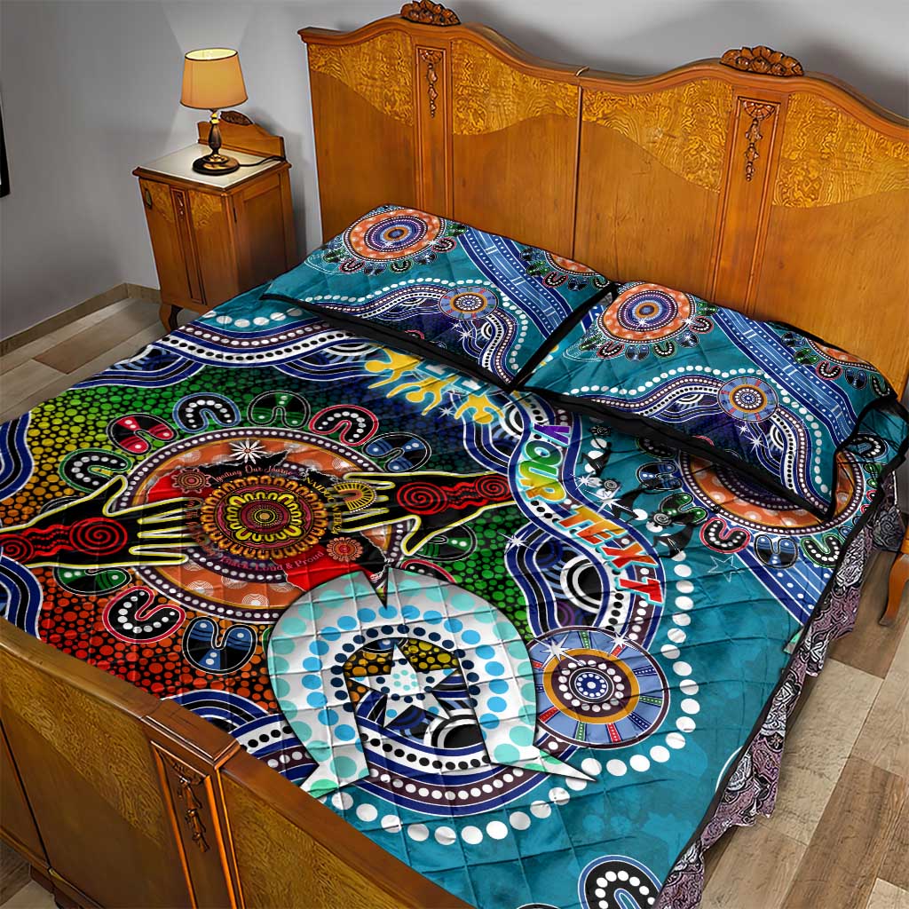 Custom NAIDOC Week 2024 Port Adelaide Power Quilt Bed Set Australia Aboriginal Dot Painting