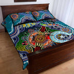 Custom NAIDOC Week 2024 Port Adelaide Power Quilt Bed Set Australia Aboriginal Dot Painting