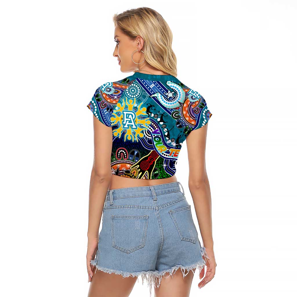 Custom NAIDOC Week 2024 Port Adelaide Power Raglan Cropped T Shirt Australia Aboriginal Dot Painting