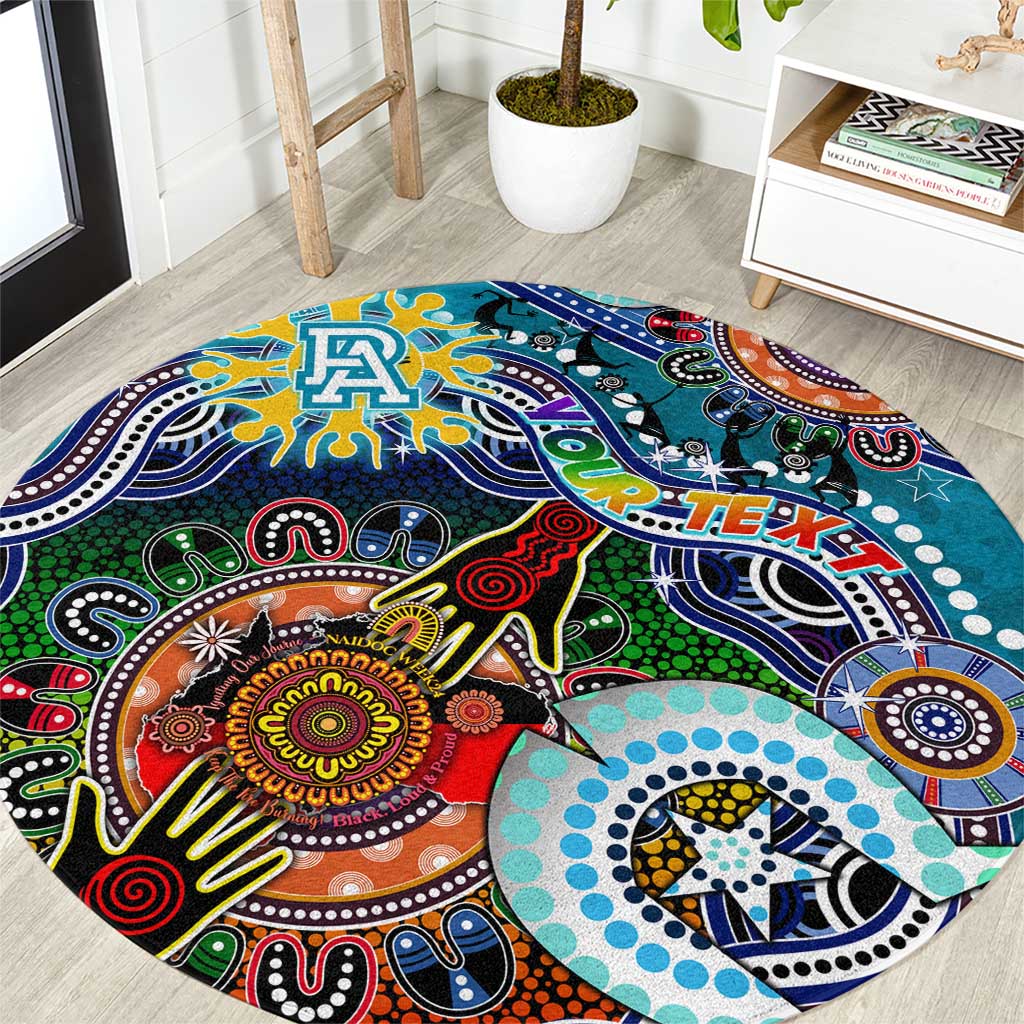 Custom NAIDOC Week 2024 Port Adelaide Power Round Carpet Australia Aboriginal Dot Painting