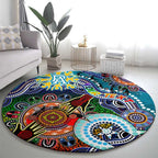 Custom NAIDOC Week 2024 Port Adelaide Power Round Carpet Australia Aboriginal Dot Painting