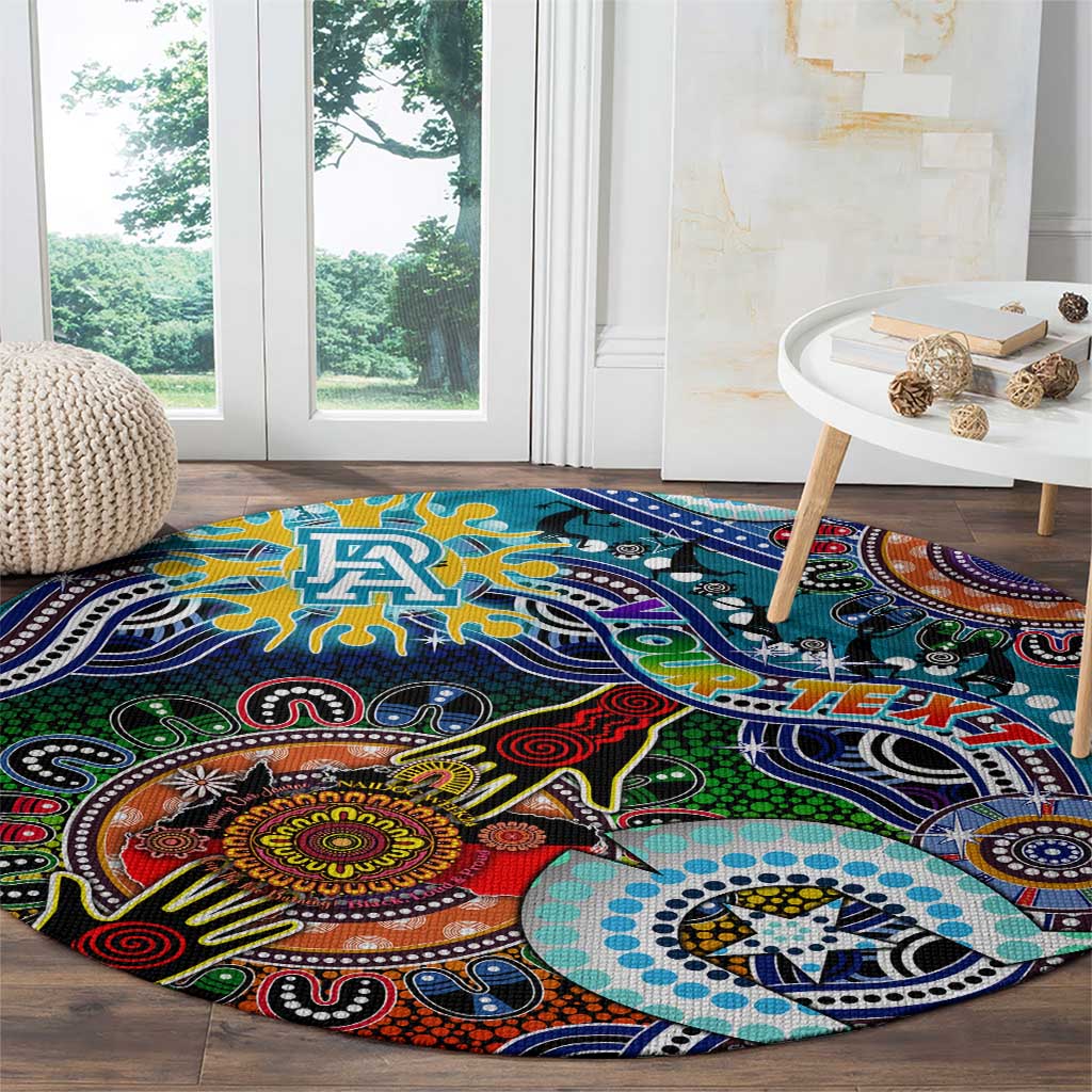 Custom NAIDOC Week 2024 Port Adelaide Power Round Carpet Australia Aboriginal Dot Painting