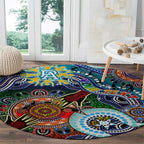 Custom NAIDOC Week 2024 Port Adelaide Power Round Carpet Australia Aboriginal Dot Painting