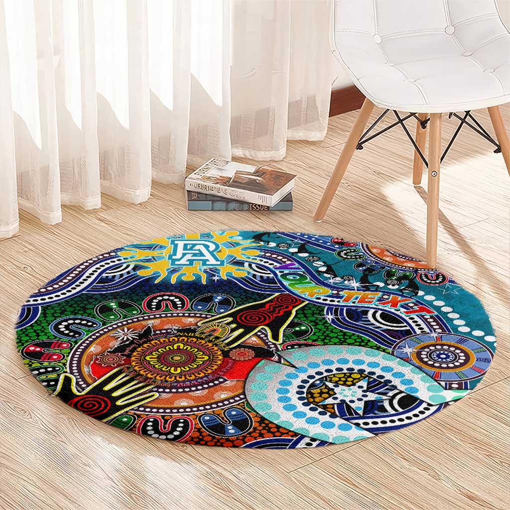 Custom NAIDOC Week 2024 Port Adelaide Power Round Carpet Australia Aboriginal Dot Painting