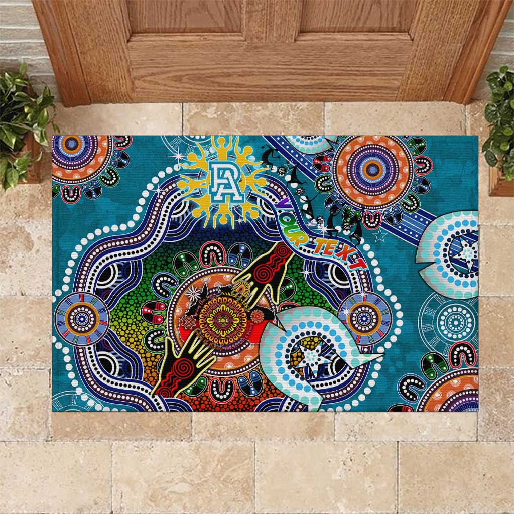 Custom NAIDOC Week 2024 Port Adelaide Power Rubber Doormat Australia Aboriginal Dot Painting