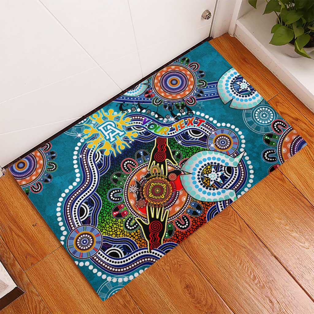 Custom NAIDOC Week 2024 Port Adelaide Power Rubber Doormat Australia Aboriginal Dot Painting