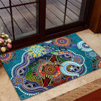 Custom NAIDOC Week 2024 Port Adelaide Power Rubber Doormat Australia Aboriginal Dot Painting