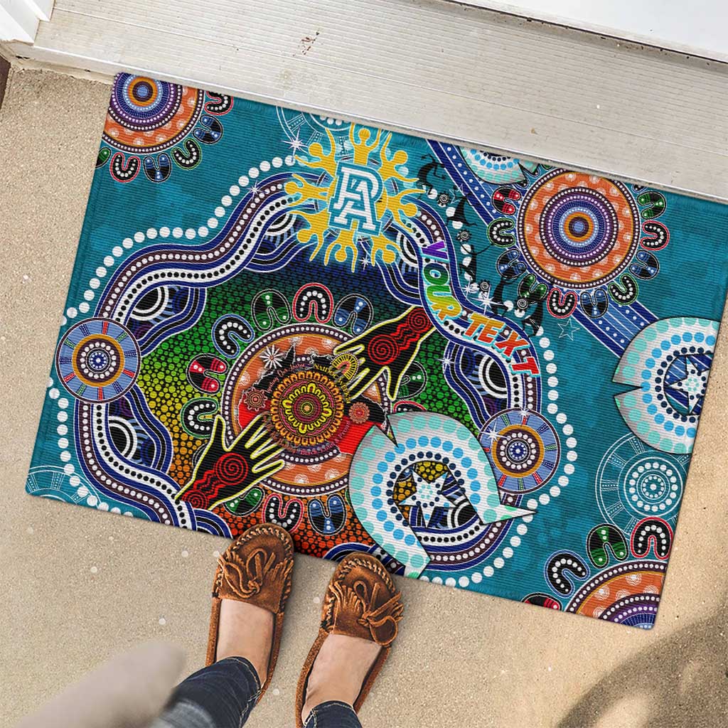 Custom NAIDOC Week 2024 Port Adelaide Power Rubber Doormat Australia Aboriginal Dot Painting
