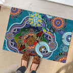 Custom NAIDOC Week 2024 Port Adelaide Power Rubber Doormat Australia Aboriginal Dot Painting