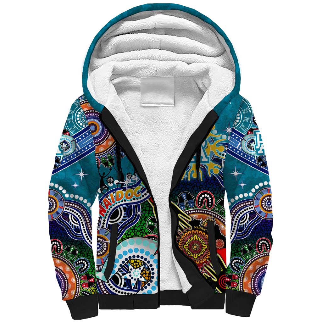 Custom NAIDOC Week 2024 Port Adelaide Power Sherpa Hoodie Australia Aboriginal Dot Painting