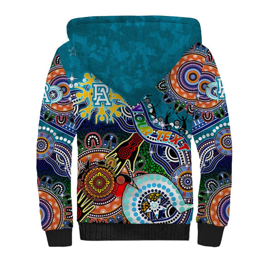 Custom NAIDOC Week 2024 Port Adelaide Power Sherpa Hoodie Australia Aboriginal Dot Painting