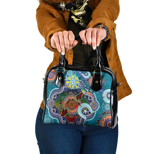 Custom NAIDOC Week 2024 Port Adelaide Power Shoulder Handbag Australia Aboriginal Dot Painting