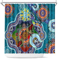 Custom NAIDOC Week 2024 Port Adelaide Power Shower Curtain Australia Aboriginal Dot Painting
