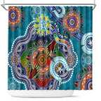Custom NAIDOC Week 2024 Port Adelaide Power Shower Curtain Australia Aboriginal Dot Painting