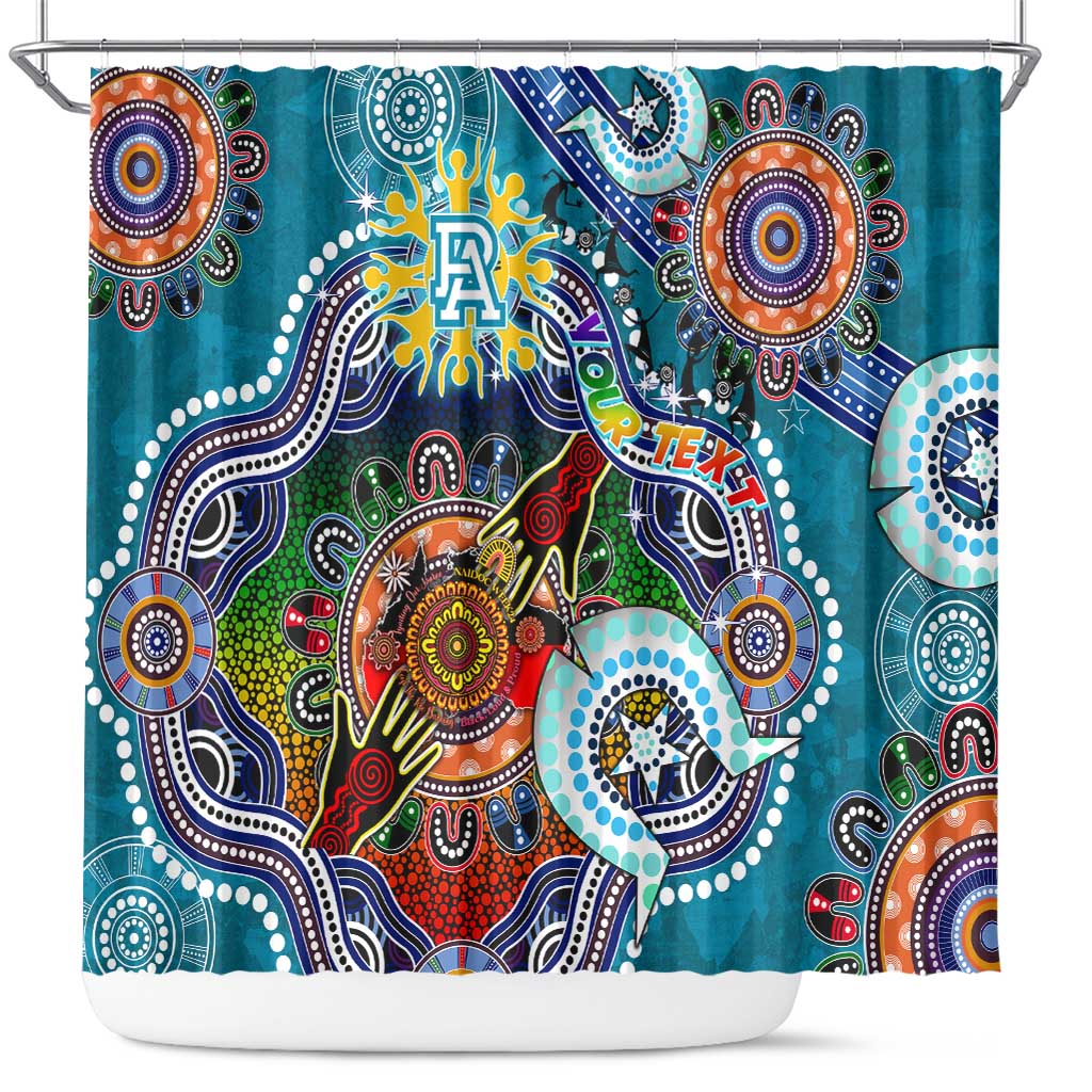 Custom NAIDOC Week 2024 Port Adelaide Power Shower Curtain Australia Aboriginal Dot Painting