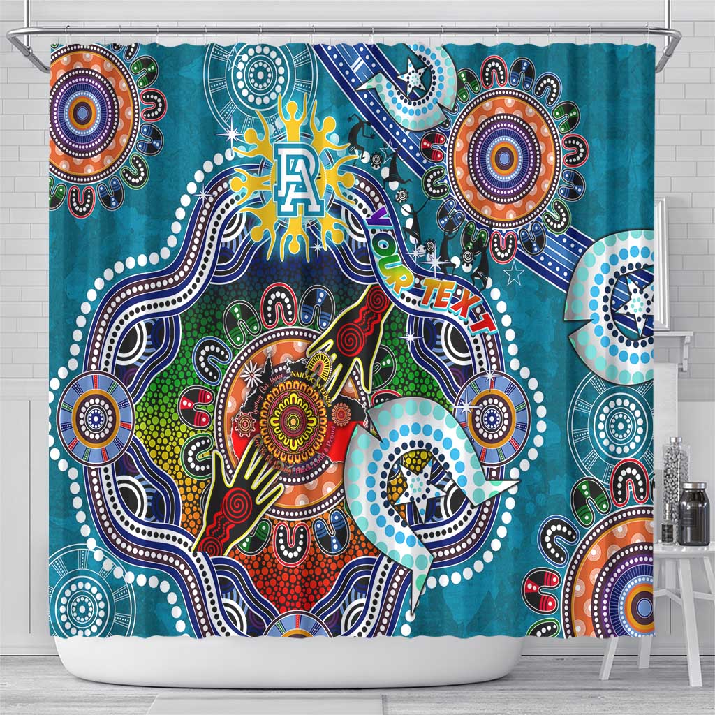 Custom NAIDOC Week 2024 Port Adelaide Power Shower Curtain Australia Aboriginal Dot Painting