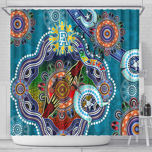 Custom NAIDOC Week 2024 Port Adelaide Power Shower Curtain Australia Aboriginal Dot Painting