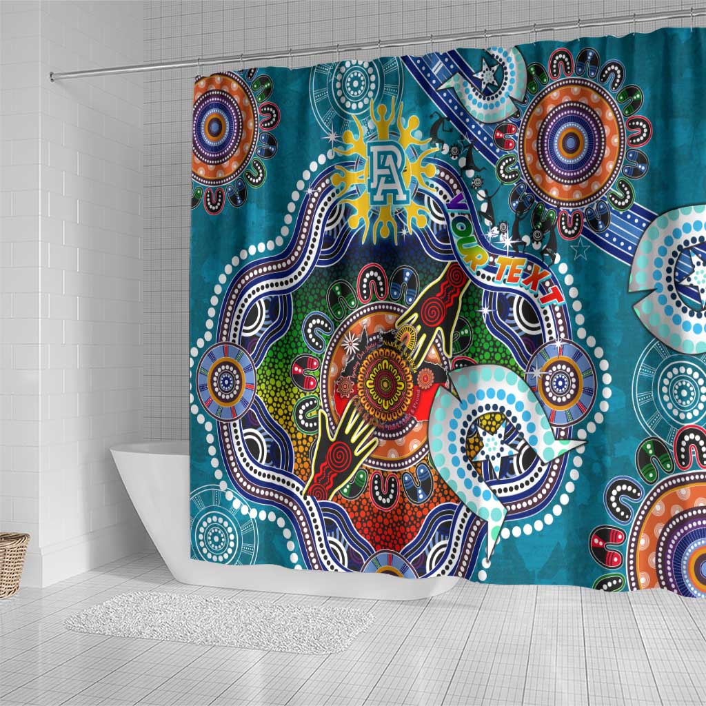 Custom NAIDOC Week 2024 Port Adelaide Power Shower Curtain Australia Aboriginal Dot Painting