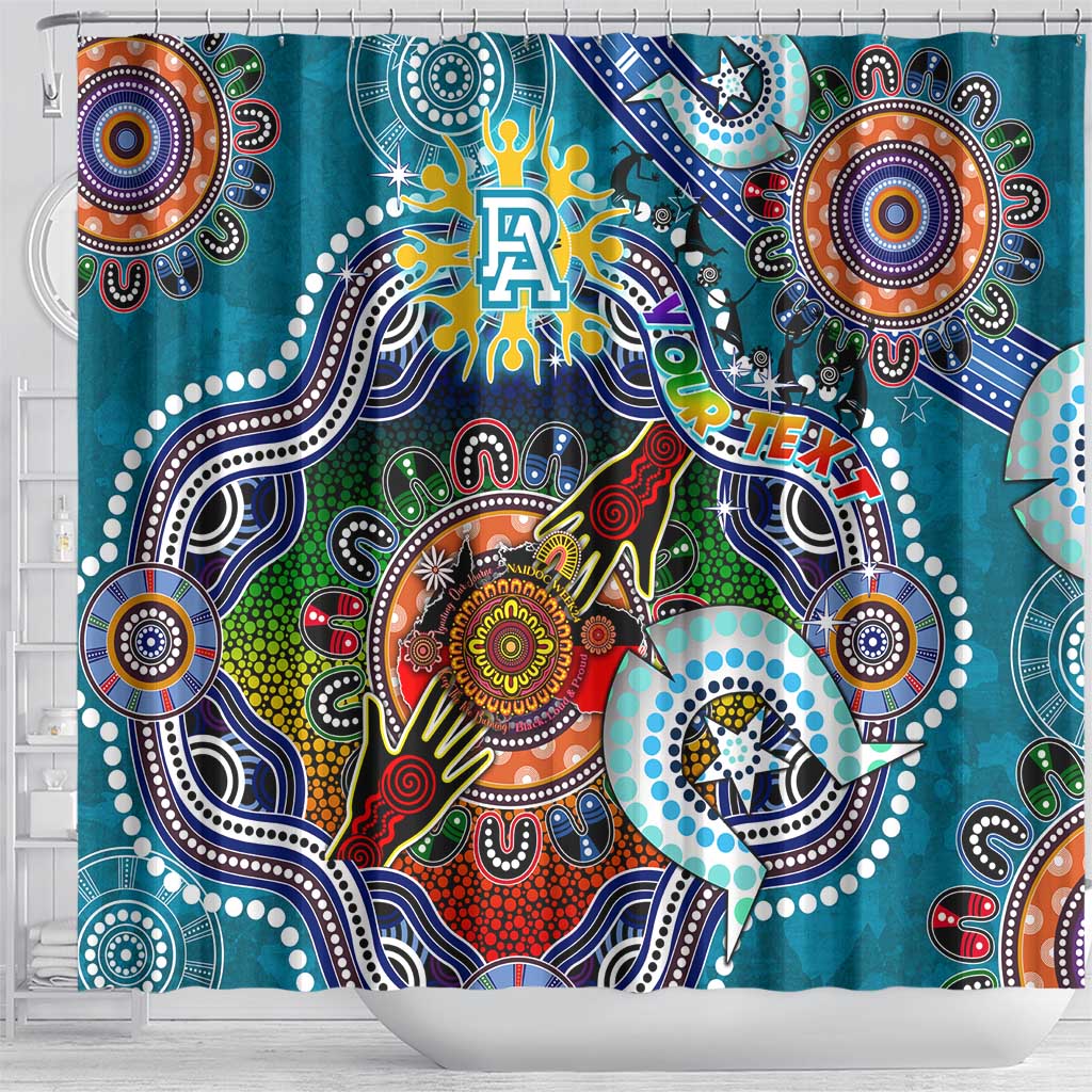 Custom NAIDOC Week 2024 Port Adelaide Power Shower Curtain Australia Aboriginal Dot Painting