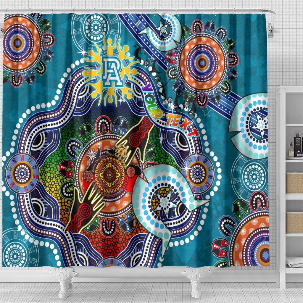 Custom NAIDOC Week 2024 Port Adelaide Power Shower Curtain Australia Aboriginal Dot Painting