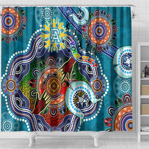 Custom NAIDOC Week 2024 Port Adelaide Power Shower Curtain Australia Aboriginal Dot Painting